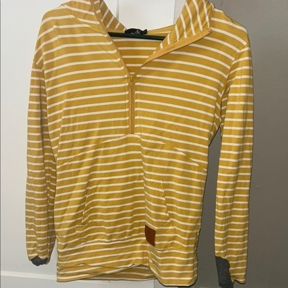 Ampersand Striped Half Zip Yellow- Small